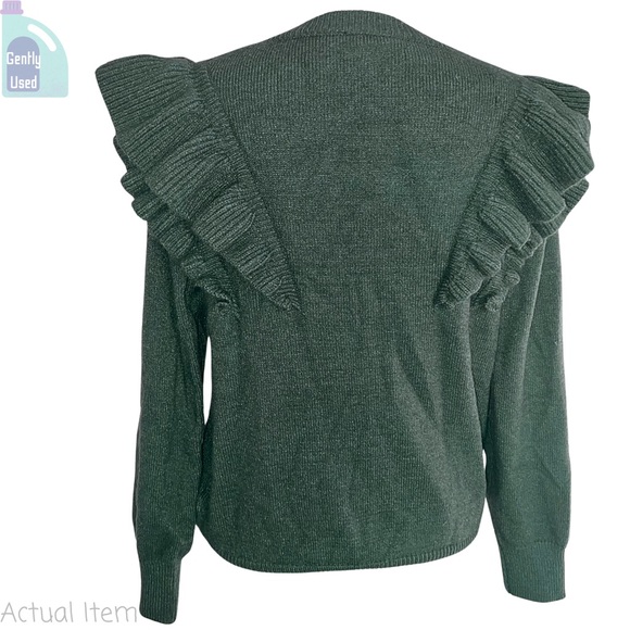 Entro Hunter Green Ruffle Sweater Size Large  💚 - Picture 5 of 7